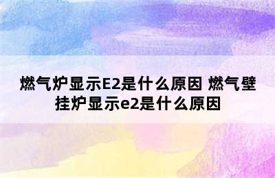 燃气炉显示E2是什么原因 燃气壁挂炉显示e2是什么原因